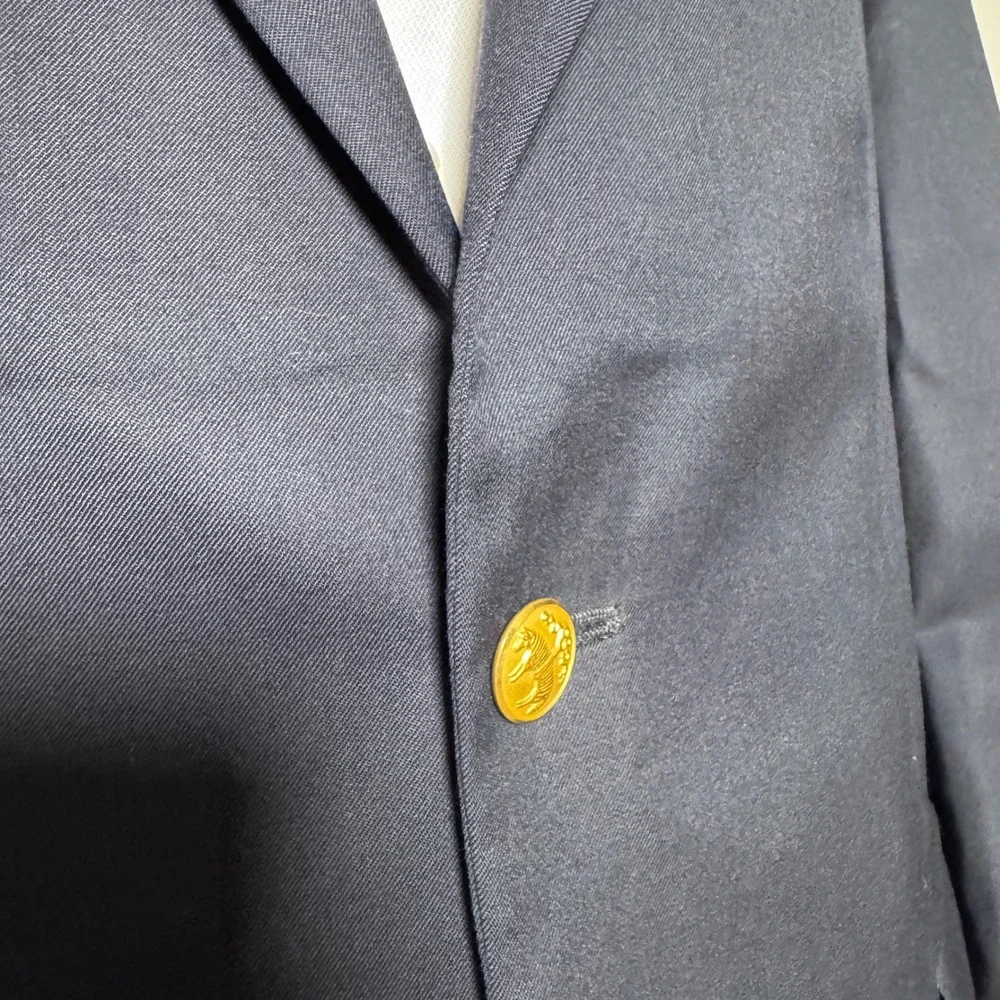 Brooks Brothers Blazer Mens 40R Navy Blue Solid Gold Crest Buttons Wool 346 - Picture 2 of 6
